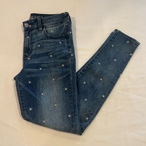 American Eagle Hi-rise Jegging Super Stretch With Embroidered Stars sz 10 Reg
